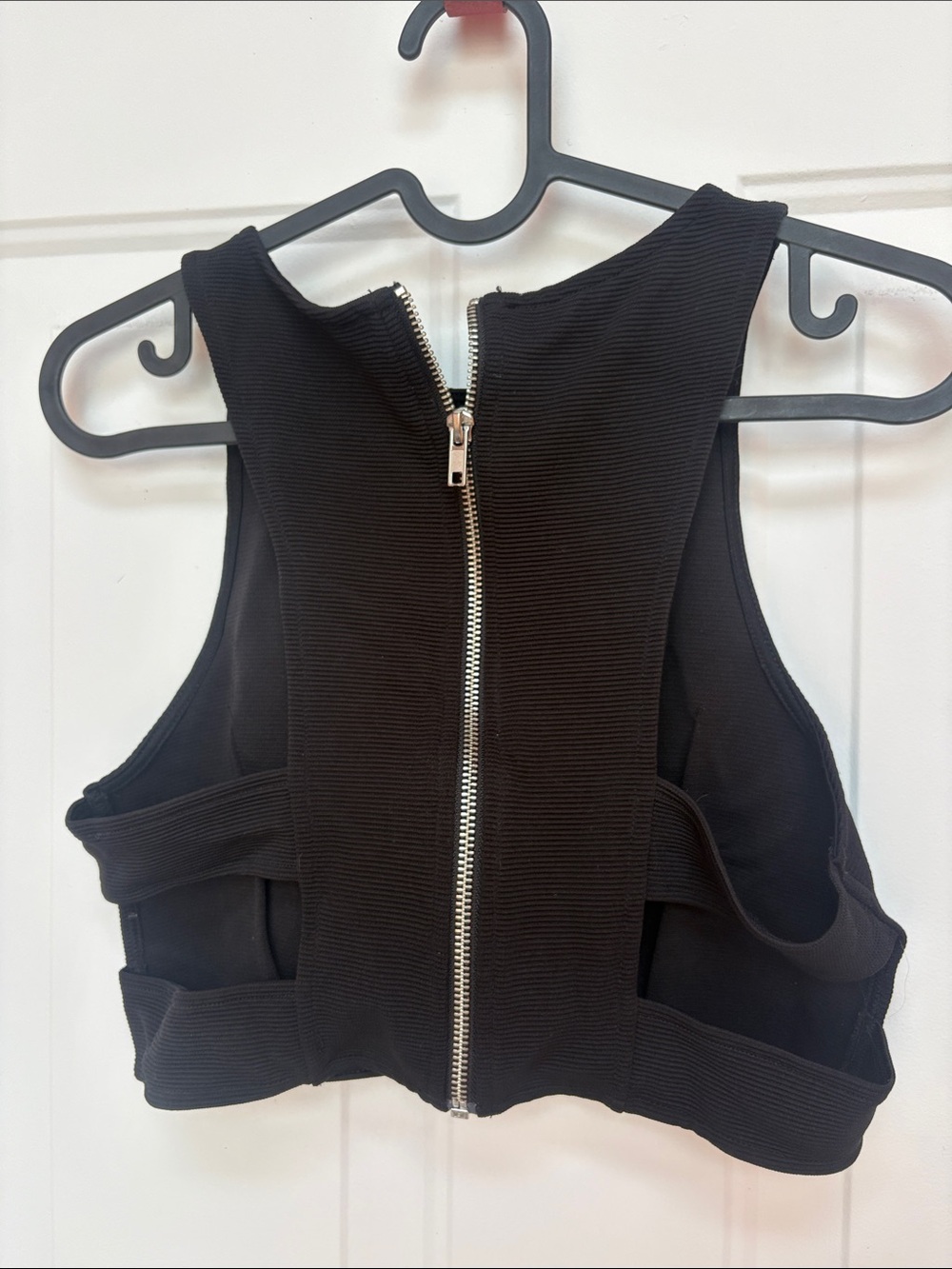 Black Cropped Zip-Front Top Like New